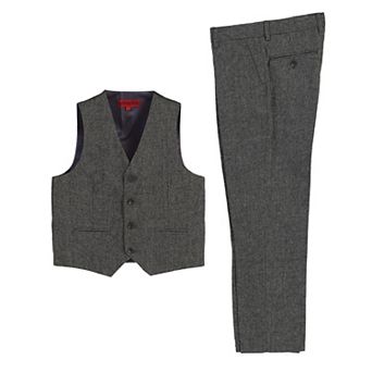 Gioberti Boy's 2 pc Tweed Plaid Vest And Pants Set
