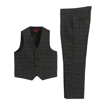 Gioberti Kid's 2 pc Tweed Plaid Vest And Pants Set