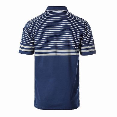Gioberti Men's Double Striped Contrast Polo Shirt With Pocket - Yarn Dye