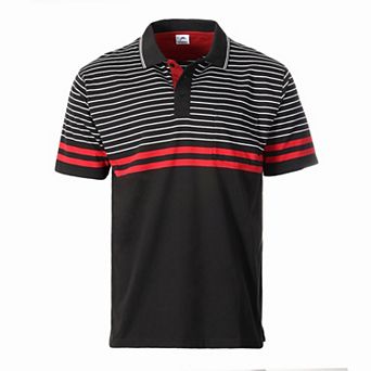 Gioberti Men's Double Striped Contrast Polo Shirt With Pocket - Yarn Dye