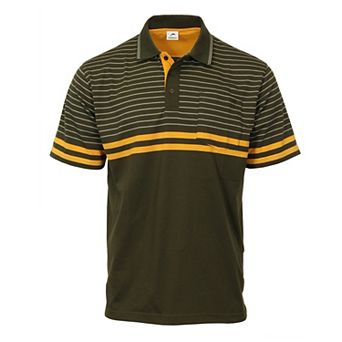 Gioberti Men's Double Striped Contrast Polo Shirt With Pocket - Yarn Dye