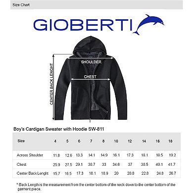 Gioberti Boy's Full Zip Knitted Cardigan Sweater with Hoody and Sherpa Lining