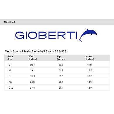 Gioberti Men's Sports Athletic Basketball Shorts, Elastic Waist