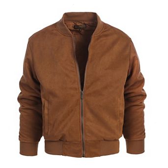 Gioberti Men's Faux Suede Bomber Jacket With Warm Light Inner Padding