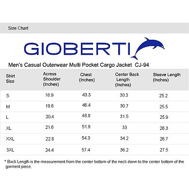 Gioberti Men's 100% Cotton Casual Outerwear Twill Multi Pocket Cargo Shirt Jacket
