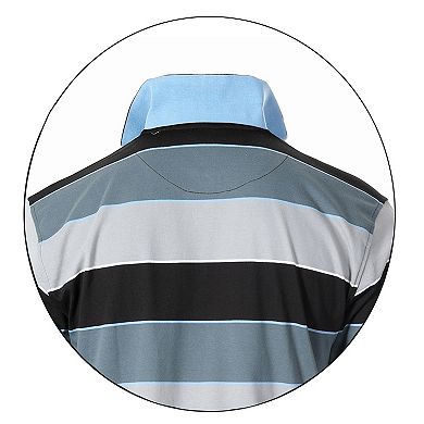 Gioberti Men's Wide Striped Polo Shirt - Contrasting Collar Short Sleeve Yarn Dye