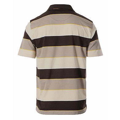 Gioberti Men's Wide Striped Polo Shirt - Contrasting Collar Short Sleeve Yarn Dye