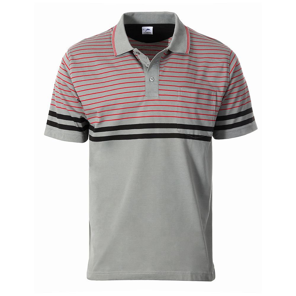 CONTTI Men's Cotton Contrast Striped Logo Polo Shirt