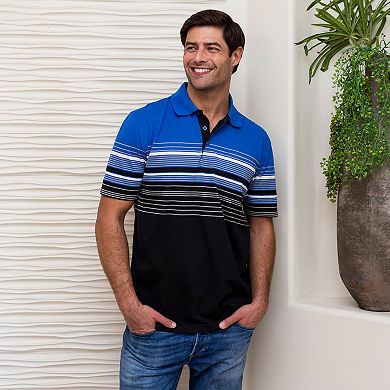 Gioberti Men's Striped Polo Shirt With Pocket - Yarn Dye