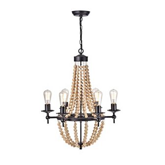 Greenville Signature 6-Light Candle Style Chandelier With Wood Accents