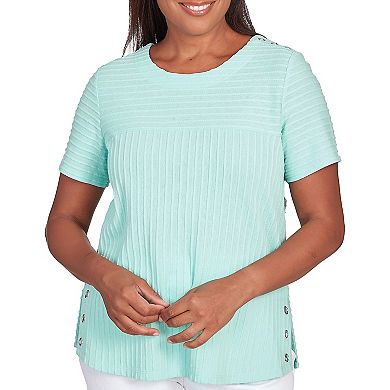 Petite Alfred Dunner Solid Texture Split Shirttail Tee
