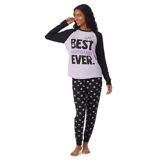 Disney's Nightmare Before Christmas Women's Best Nightmare Ever Long  Sleeve Pajama Top & Joggers Sleep Set