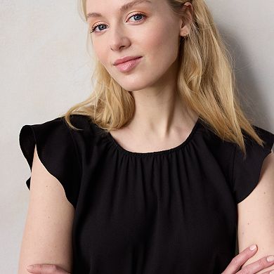 Women's LC Lauren Conrad Shirred Ruffle Edge Shell