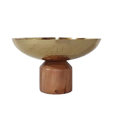 A&B Home Ramsey Acacia Wood Base Steel Bowl