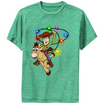 Boys Toy Story Woody And Bullseye Christmas Lights Lasso Performance Graphic Tee