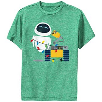 Boys Wall-E And Eve Wrapped In Christmas Lights Performance Graphic Tee