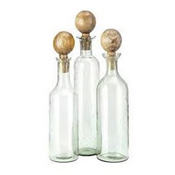 A&B Home Umbria Glass Bottles 3 pc Set