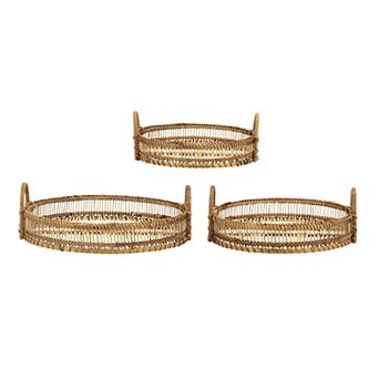 A&B Home Sienna Bamboo Woven Round Trays 3 pc Set