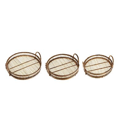 A&B Home Sienna Bamboo Woven Round Trays 3 Piece Set