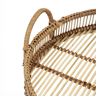 A&B Home Sienna Bamboo Woven Round Trays 3 Piece Set