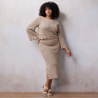 Plus Size LC Lauren Conrad Pointelle Sweater Skirt