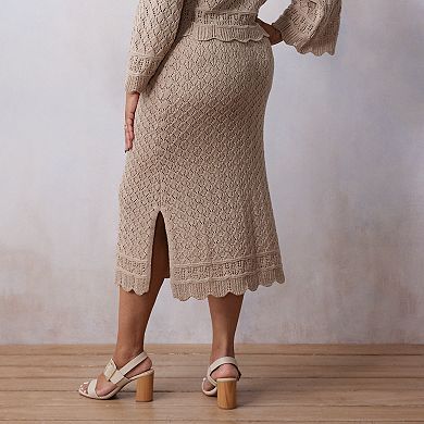 Plus Size LC Lauren Conrad Pointelle Sweater Skirt
