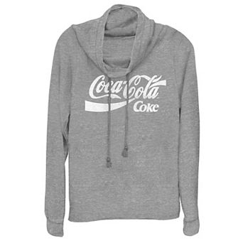 Juniors' Coca-Cola & Coke Logos Cowlneck Graphic Lightweight Long Sleeve