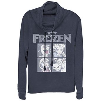 Disney's Frozen Juniors' Happy Portraits Cowlneck Graphic Lightweight Long Sleeve