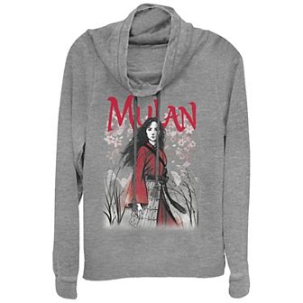 Disney's Mulan Juniors' Watercolor Portrait Cowlneck Graphic Lightweight Long Sleeve