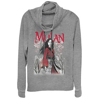 Disney's Mulan Juniors' Watercolor Portrait Cowlneck Graphic Lightweight Long Sleeve
