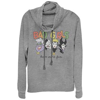 Disney Villains Juniors' Bad Girls Have More Fun Cowlneck Graphic Lightweight Long Sleeve