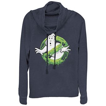 Juniors' Ghostbusters Slimy Logo Cowlneck Graphic Lightweight Long Sleeve