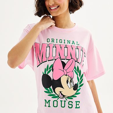 Disney's Minnie Mouse Juniors' Collegiate Laurel Minnie Oversized Graphic Tee