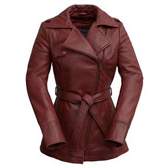 Plus Size Whet Blu Leather Trench Coat
