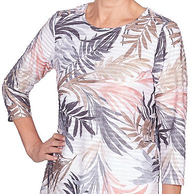 Women's Alfred Dunner Textured Leaves Crew Neck Top