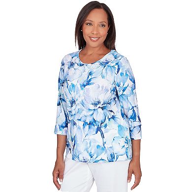 Women's Alfred Dunner Watercolor Floral Lace Paneled Top