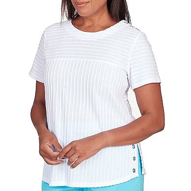 Women's Alfred Dunner Solid Texture Split Shirttail Tee