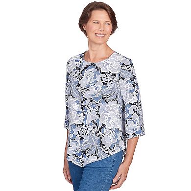 Women's Alfred Dunner Puff Print Lacey Floral Top