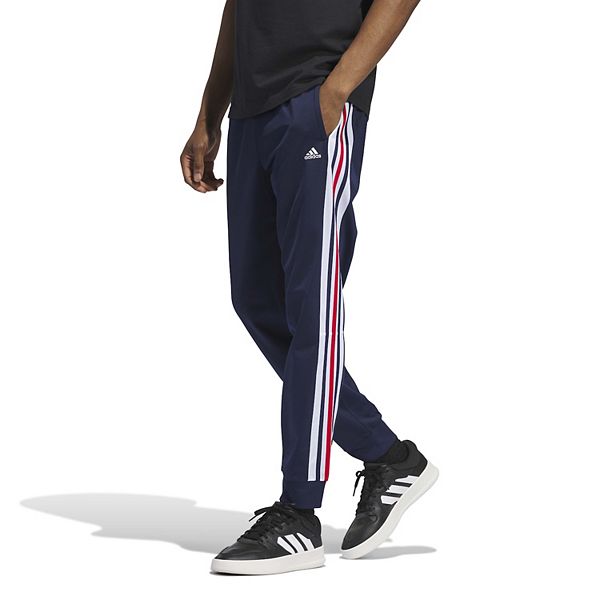 Men's adidas Essentials Color Block Tricot Sportswear Track Pants Color: Team Navy Blue 2 Size: M