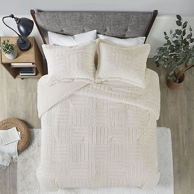 Ivory Twin Faux Arctic Fur Down Alternative Comforter Mini Set With 2 Shams