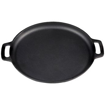 Sunnydaze Seasoned Cast Iron Pizza Pan With Handles - 13.75-inch