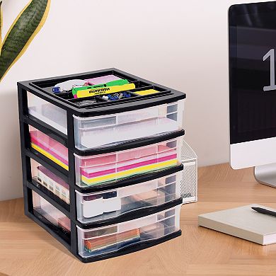 Gracious Living 4 Drawer Desktop Countertop Storage W/organizer, Black (2 Pack)