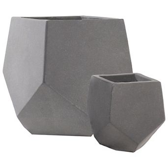 Sunnydaze 2 pc Square-top Cement Planters - Moondust