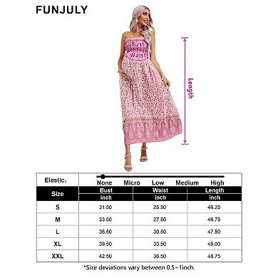 Women's Maternity Smocked Dress Boho Strapless Summer Casual Floral Flowy Tube Top Maxi Dress