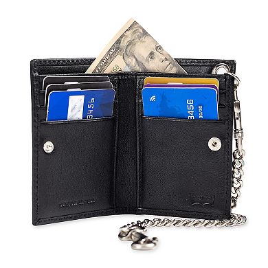 Levi's® RFID-Safe Leather Duo Fold Wallet with Removable Chain