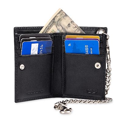 Levi's® RFID-Safe Leather Duo Fold Wallet with Removable Chain
