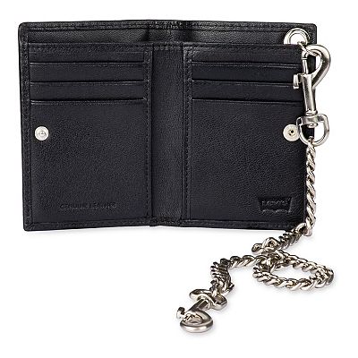 Levi s RFID Safe Leather Duo Fold Wallet with Removable Chain