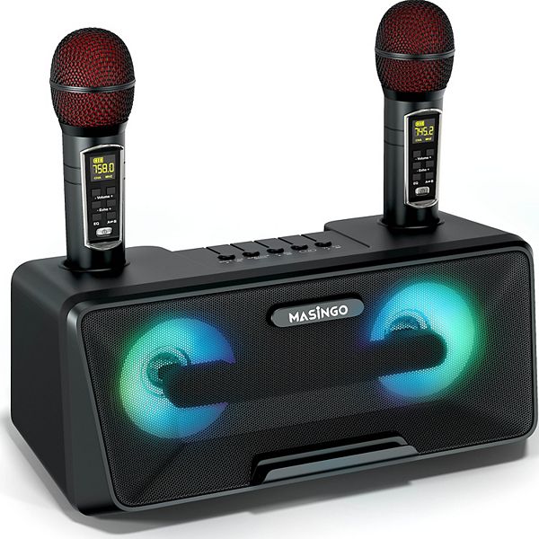 Masingo Compact Karaoke Machine with 2 Wireless Microphones