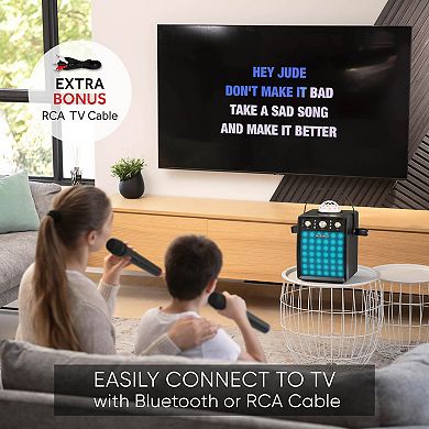 Masingo Compact Karaoke Machine with 2 Wireless Microphones & Disco Ball