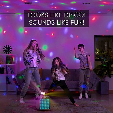Masingo Compact Karaoke Machine with 2 Wireless Microphones & Disco Ball